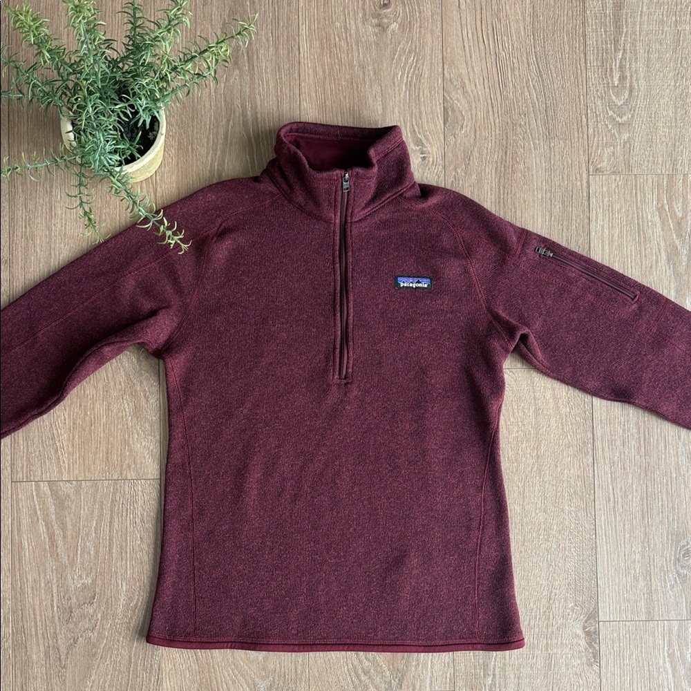 PATAGONIA BETTER SWEATER QUARTER ZIP FLEECE MAROON WOMENS MEDIUM - Picture 2 of 4